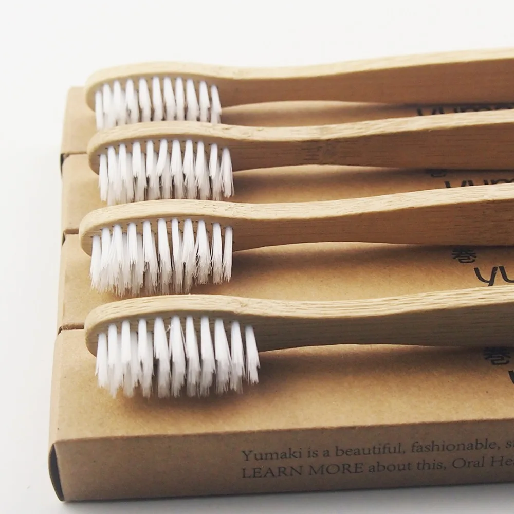 100 Pieces White 100 Bamboo Made Toothbrush Wood toothbrush Novelty Bamboo soft bristle