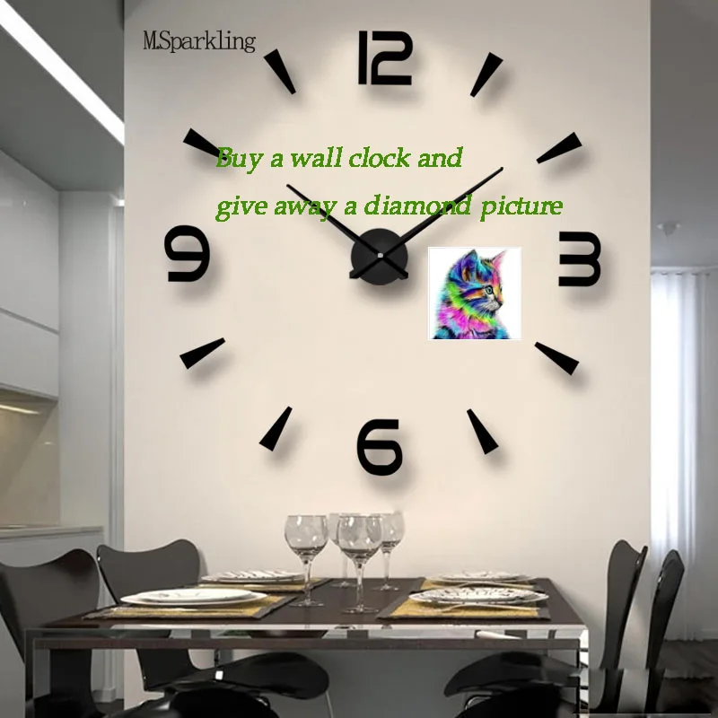 2018 New 3d Black Wall Clock Digital Wall Clock Modern Design Fashion