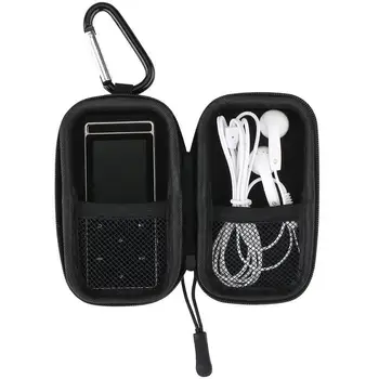 

protective mp3 player case mp3 storage box/case earphones headphone holder with metal carabiner clip zippered hard carrying case