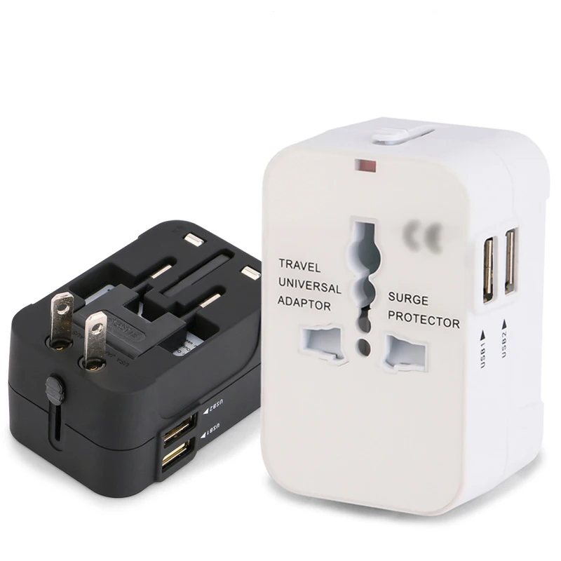 2pcs Global Pass USB Power Socket Converter Universal Conversion Plug