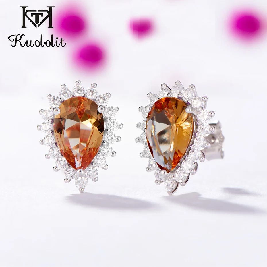 

Kuololit Zultanite Gemstone Stud Earrings for Women Solid 925 Sterling Silver Color Change Diaspore Water Drop Stone Fine Gift