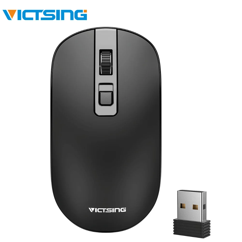 VicTsing беспроводная мышь 1600 dpi 2,4G USB Беспроводная мышь оптическая компьютерная мышь с нано приемником для Windows Mac Linux - Цвет: Черный