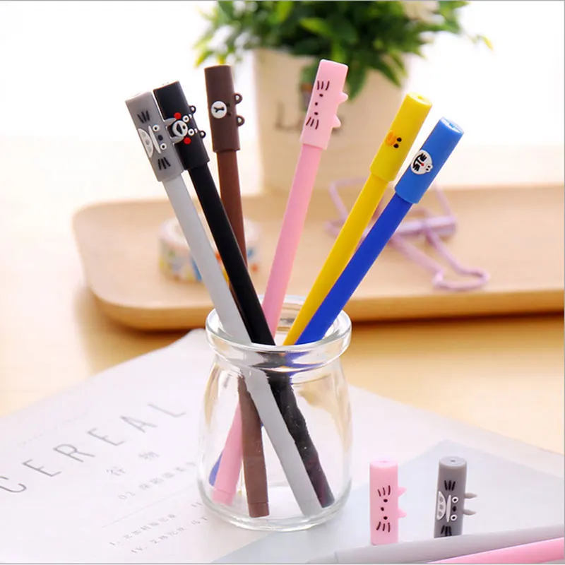 

6 pcs/lot Creative animal gel pen Kawaii students Writing Neutral pens Caneta Office School Stationery Supplies 0.38mm