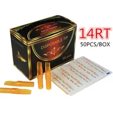 50 шт. R14 желтый колпачки для татуажа круглый наконечник 14 Акула Золотая одноразовый стерильный набор для тату насадка 14RT поставить GSDT-14RT
