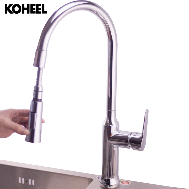 Deluxe  Stainless Steel Pull out Spray Kitchen Faucet Mixer Tap Pullout Sprayer Kitchen Faucet satin nickel brushed