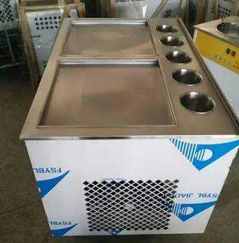 

Free shipping 110V 220V R22 R404A Thailand Fried Ice Machine Square Double pot Fried Ice Cream Maker Make Roll Fried Yogurt