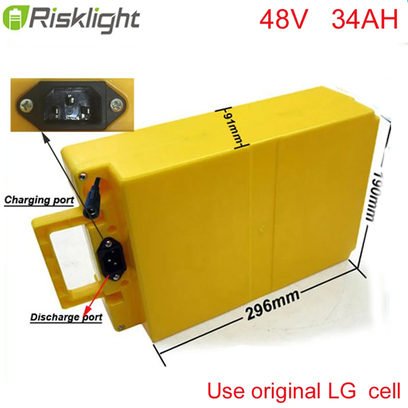

Rechargeable 13S10P 48volt lithium battery pack 48V 1000W electric bike battery 48v 34ah fit 48v bafang 1000w motor For LG cell