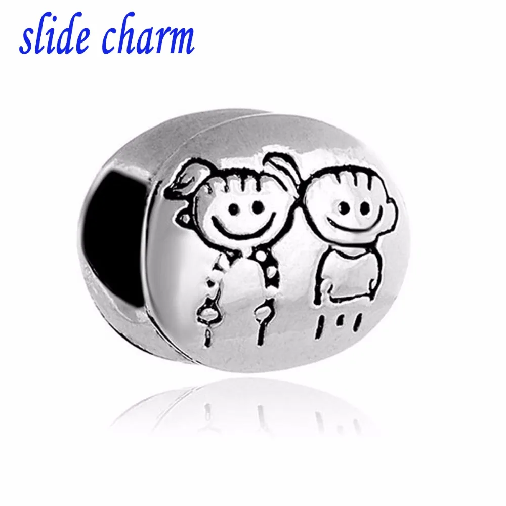 Free Children Charm Lovely Siblings Beads Fit Pandora Bracelet - Beads - AliExpress