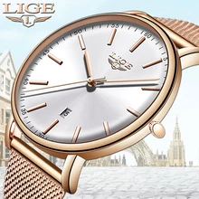 LIGE модные женские часы водонепроницаемые стальные сетчатые ремешок минималистичные женские часы в стиле кэжуал спортивные кварцевые часы Relogio Feminino