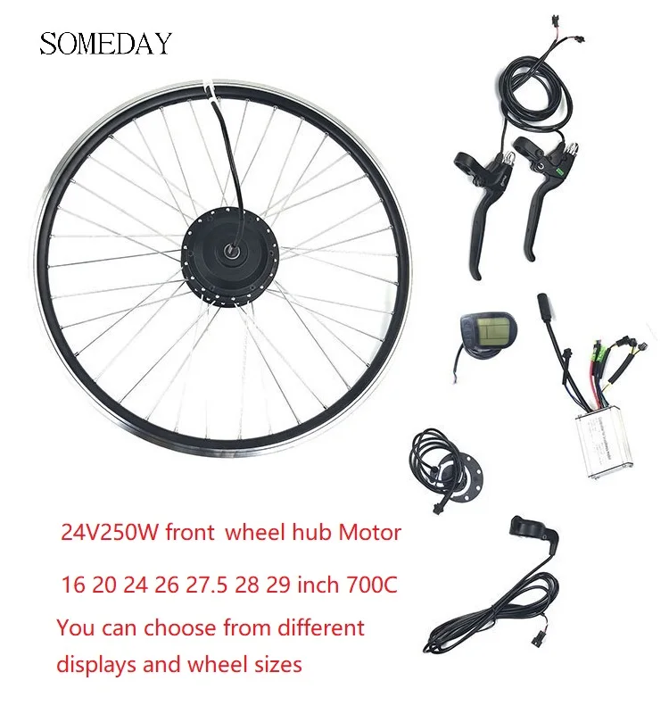 Когда-нибудь 24V250W электрическое преобразование велосипедов комплект с дисплеем LCD5 E-bike Мотор Ступицы переднего колеса 16 20 24 26 27,5 28 29 дюймов 700C