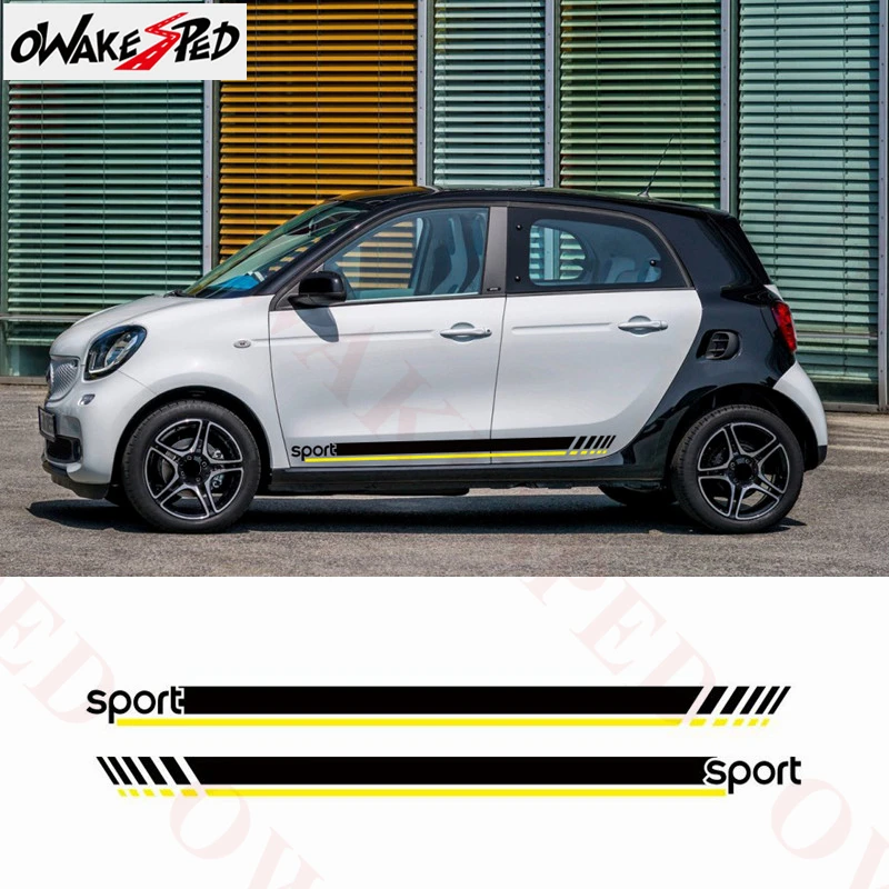スポーツストライプ車のステッカーメルセデス ベンツスマートフォーフォーw453 W451ドア両サイドステッカー市車の自動車アクセサリー 車の ステッカー Aliexpress