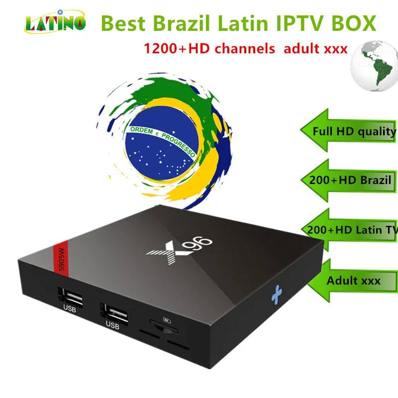 

X96 Brazil IPTV android TV box 7.1+12m IPTV subscription latin south America USA IPTV 1200+live adult xxx smart tv set top box
