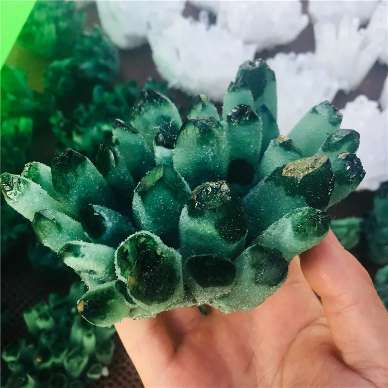 

Natural Green Ghost Phantom Quartz Crystal Cluster Healing Specimen