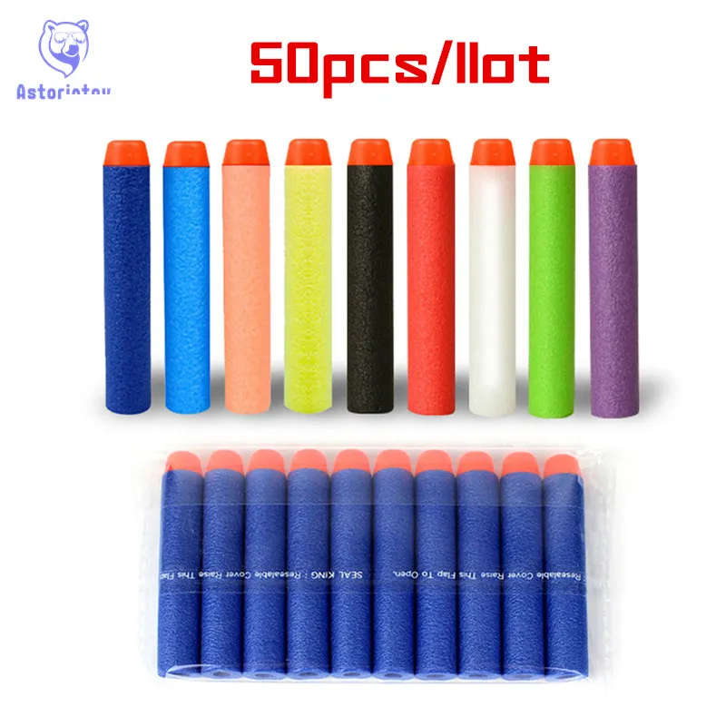 50pcs Fluorescence Dart Refills Universal Standard Round Head Hollow Foam Bullets for Nerf Toy Gun | Игрушки и хобби