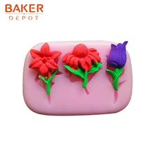 BAKER DEPOT форма для выпечки в виде цветка формы торта декоративная форма тюльпан шоколад сахар конфеты форма для теста Diy ремесло гипса 3 отверстия