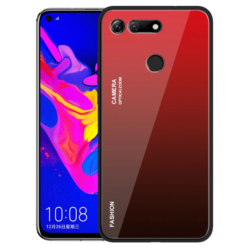 Модные прозрачные градиент Цвет закаленное Стекло чехол для Huawei Honor 8X10 Lite V20 6X V10 9N