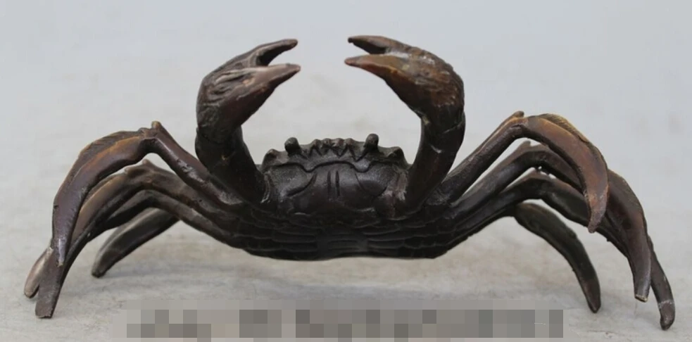 

R0717 Details about 9"Chinese fengshui Bronze Copper Crab Wealth Animal Beast Mythical beasts Statue B0403