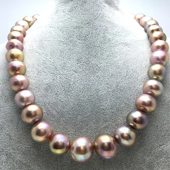 

Edison 13-15mm luxury Baroque specific colorful mixed color natural pearl genuine mother GIFT 925 silver clasp