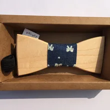 Бук деревянный лук галстук-бабочка с очаровательными в ткань в горошек, ручной работы галстук-бабочка, шейный галстук XK083