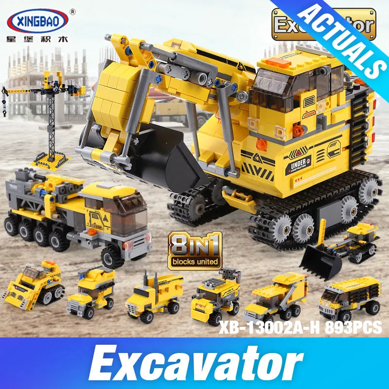 

XINGBAO 13002 Kids Toys 8 IN 1 Series The Giant Excavator Set Model Building Blocks Bricks Kits Toys Kids Funny Birthday Gifts