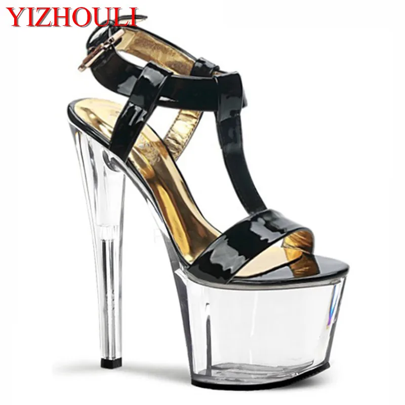 

Crystal shimmering sandals ultra high heels platform 6 inches of crystal shoes 17cm