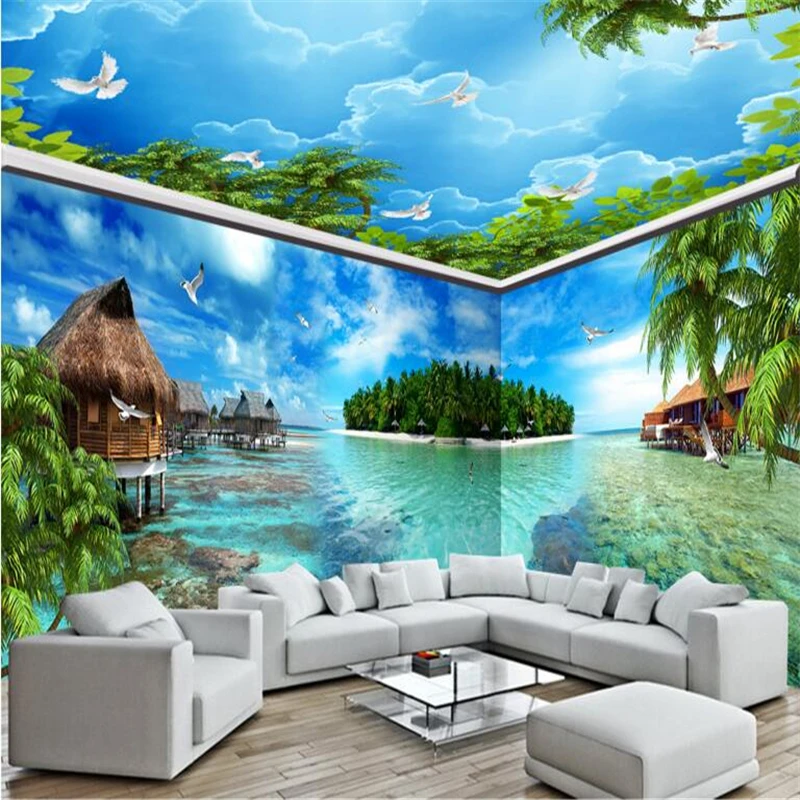 Beibehang Custom Tapete 3D Wohnzimmer Schlafzimmer Malediven Meer