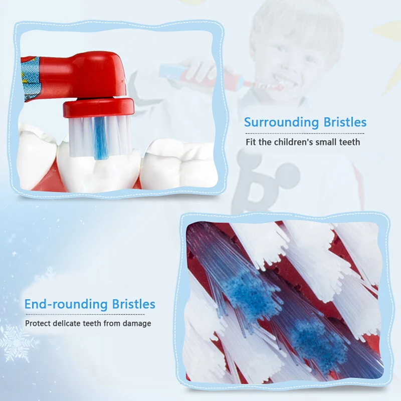 Oral B Kids Electric Toothbrush Replacement Brush Heads Reminder Soft Gum Care Inductive Charging Toothbrushes for Children