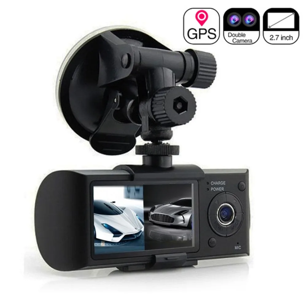 

2017 New Dual Camera Car DVR R300 Videoregistrator With GPS Registrator Car Recorder G-Sensor 2.7" Automobile DVRs Digital Zoom