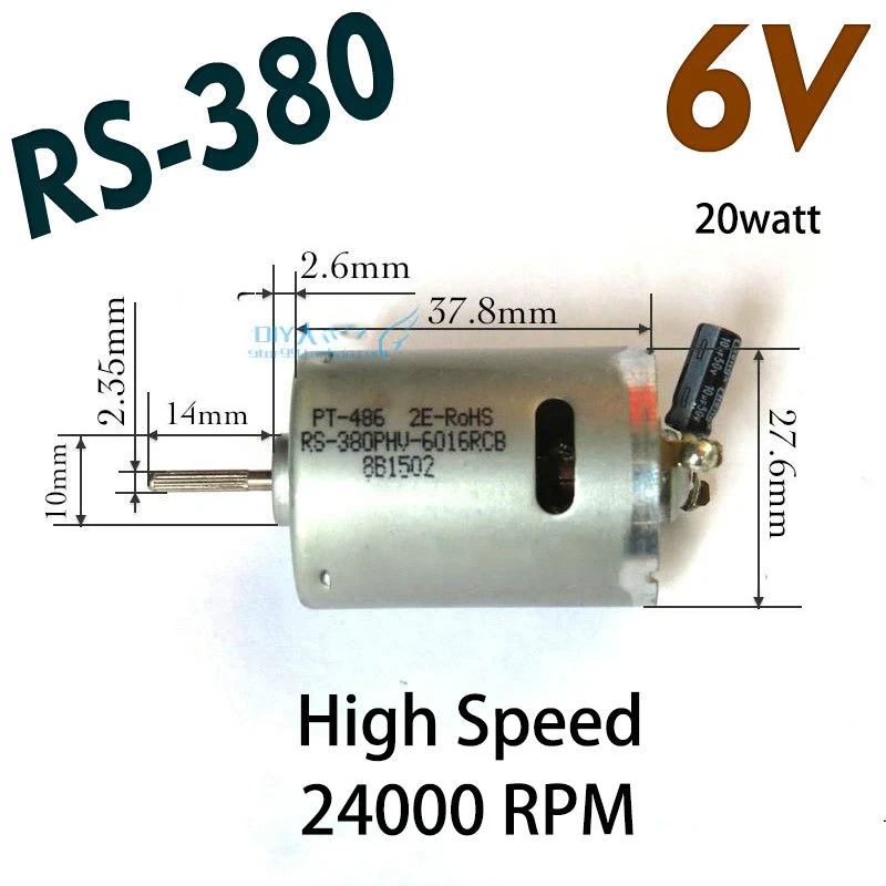 1pc DC12V 15000rpm RS380 High Speed Brush DC Motor for RC Toy Car Boat with Gear