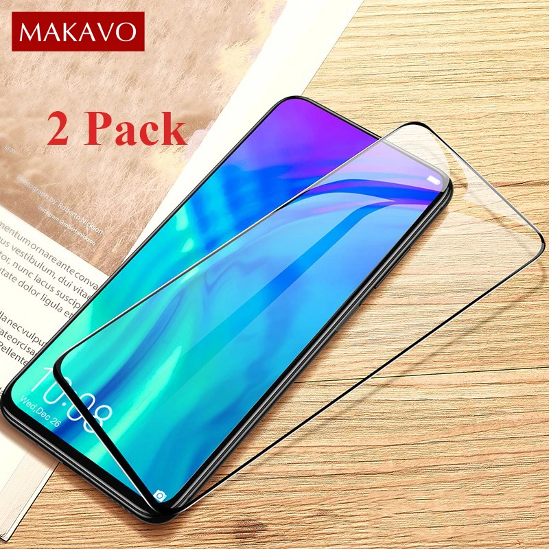 

MAKAVO 2 Pack For Huawei P Smart Z Tempered Glass Film Slim Armor Front Full Cover Screen Protector For Huawei P Smarrt Z Black