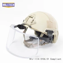 MILITECH пустынный Тан де люкс NIJ IIIA Быстрый пуленепробиваемый шлем и козырек Набор Дело баллистический шлем пуленепробиваемый пакет