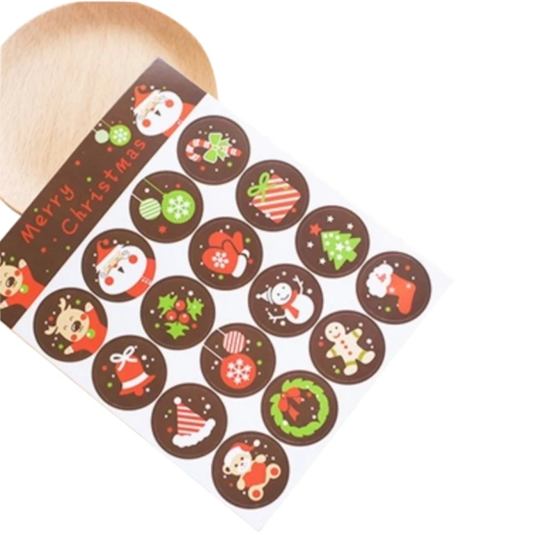 160 шт./лот, милые Рождественские декоративные круглые клейкие наклейки с Санта-Клаусом и оленем, канцелярские товары, школьные принадлежности