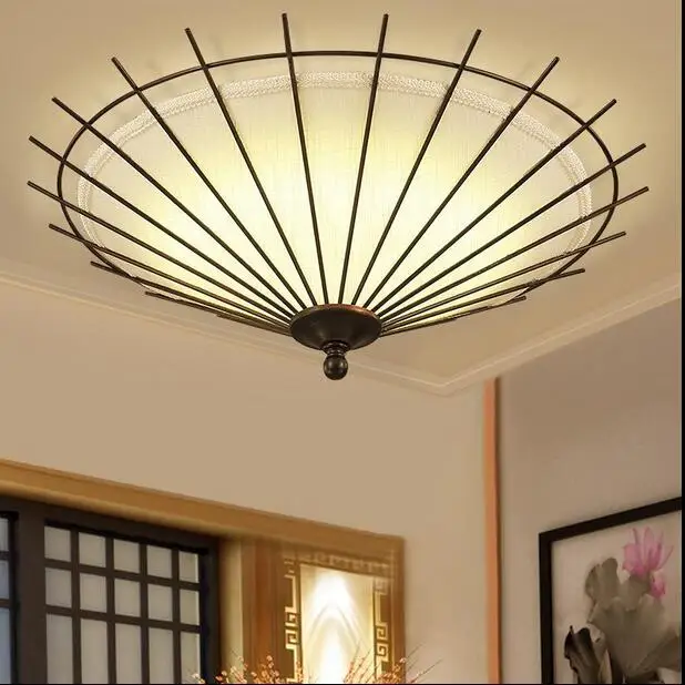 

handmade iron umbrella cloth Zen LED ceiling lights living room lights personality Inn Restaurant ceiling lamp ZS148