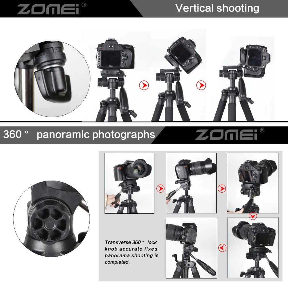 ZOMEI мини Q100 Q111 Профессиональный портативный дорожный алюминиевый штатив для камеры и панорамная головка для SLR DSLR цифровой камеры три цвета
