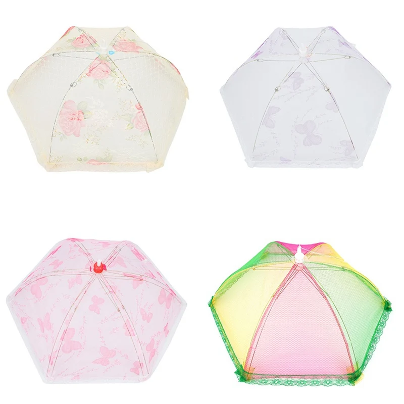 

New Big Size Collapsible Food Covers Lace Net Yarn Umbrella Foldable Anti-mosquito Fly Table Decoration Dust Cover Kitchen Tools