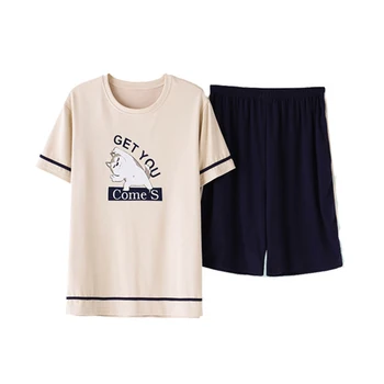 

Summer Pijama Cotton Pajamas Set For Men Pyjamas Sleepwear Boy Short Sleeved Household Suit Clothing Set 2019
