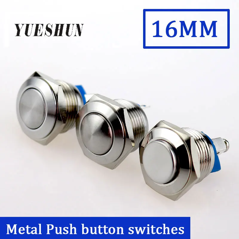 16mm Momentary Round Brass Metal Push Button Door Bell Switch 36VDC//2A Max 1NO