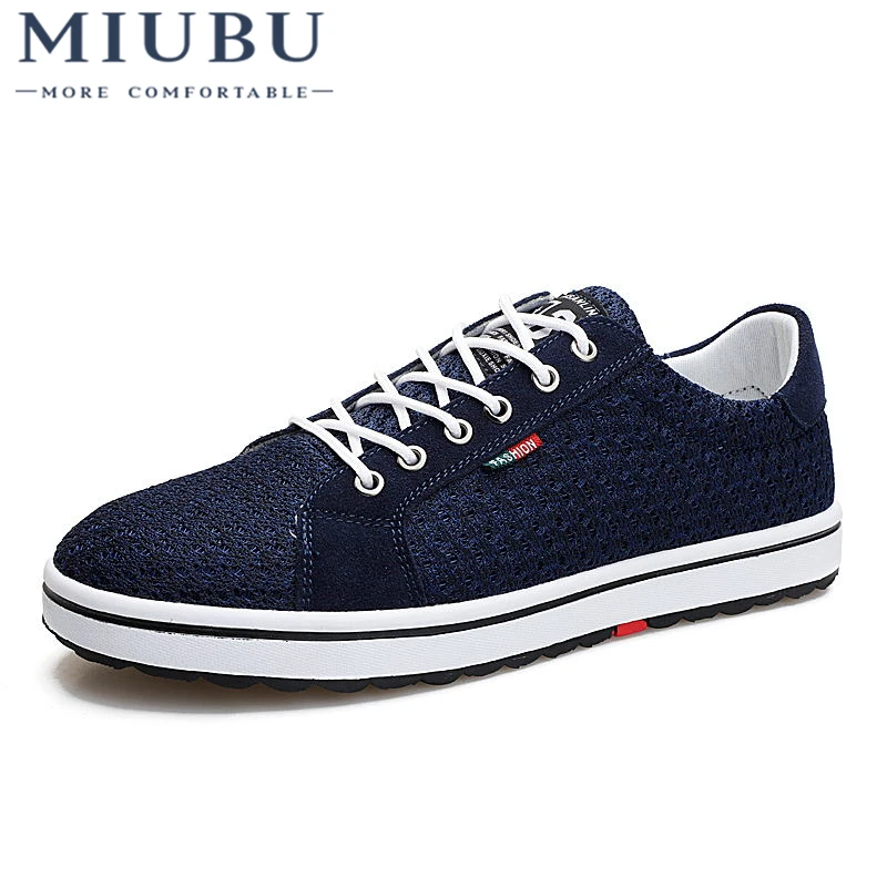 

2019 MIUBU New Spring Summer Man's Style Shoes Fashion Students Lightness Mesh and Leather Youth Leisure Shoes Free Shipping