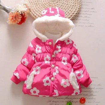

New 2019 Winter Children Fashion Floral Hoodies Jacket & Coat Baby Girls Clothes Kids Toddle Outerwear Warm Coat Age 1-3 years