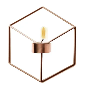 

Europe Style 3D Geometric Candlestick Metal Wall Candle Holders Matching Small Tealight For Home Decoration Candelabra GZT004