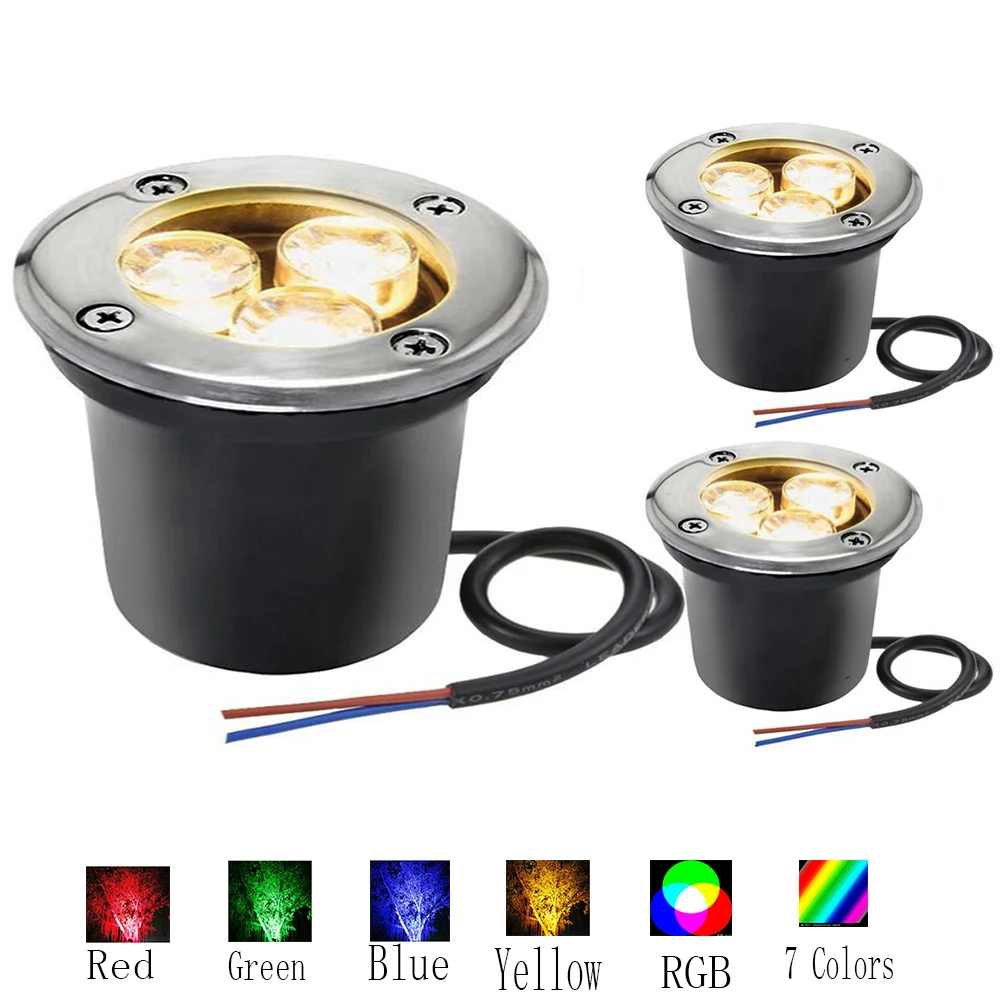 Ландшафтные огни RGB в земле 12 В LED низкое напряжение 3 Вт IP67 Водонепроницаемый путь