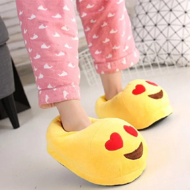 Emoji Plush Stuffed Unisex Slippers Cartoon Winter Indoor Home Slipper ...