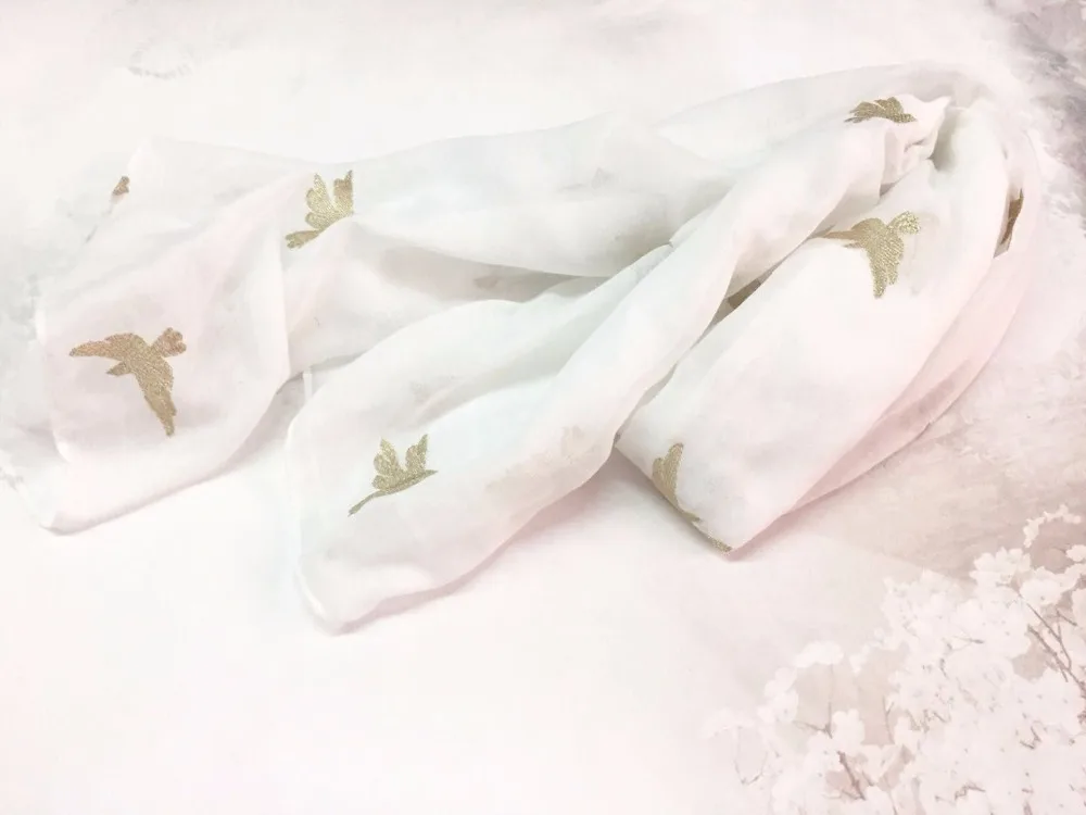 2018 новые хлопковые Ласточка золотая вышивка шарф шали Обёрточная бумага птицы печати люрексом шарфы хиджаб глушитель 8 расцветок