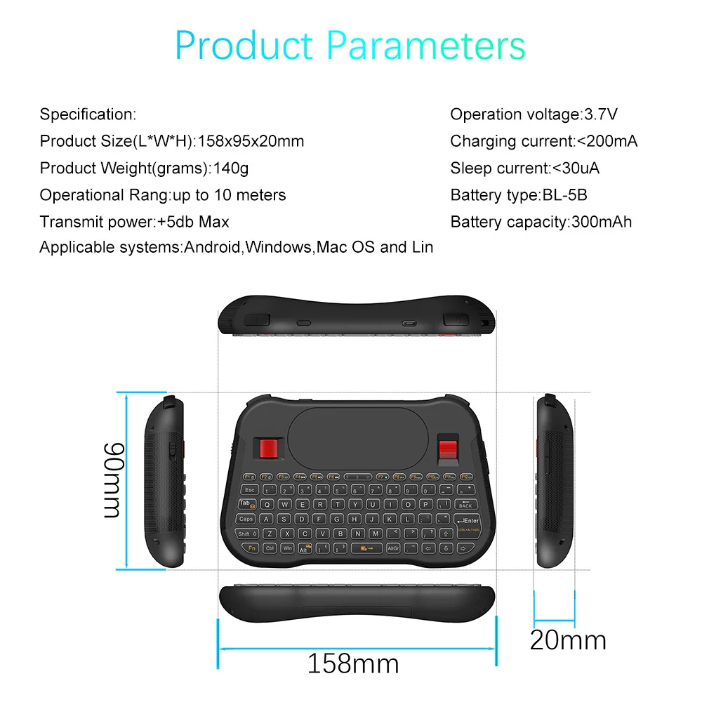 Клавиатура с подсветкой, мини-клавиатура 2,4G, беспроводная воздушная мышь, английская русская сенсорная панель, контроллер для Android tv BOX i8, клавиатура