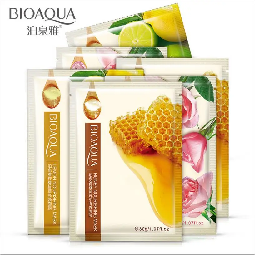 BIOAQUA Brand Natural Ingredients Facial Mask Shrink Pores Moisturizing Whitening Oil-control Face Mask Skin Care 100Pcs mayitr new full face cooling mask anti fatigue contracting pores facial skin care tools