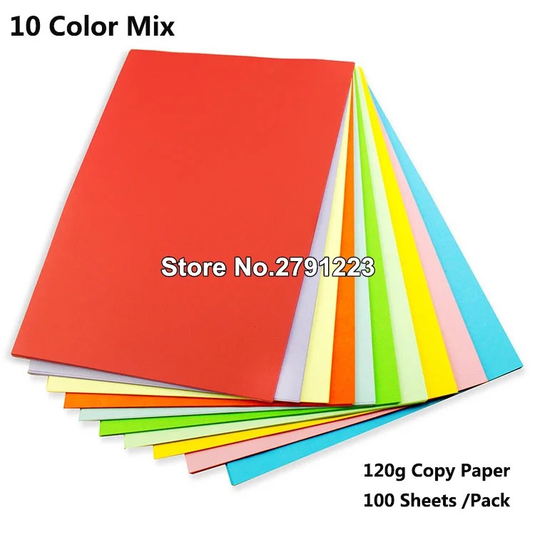 

100 Sheets Colored A4 Copy Paper 120g Multicolour Uncoated Paper 10 Colors Mixed Handmade Origami DIY
