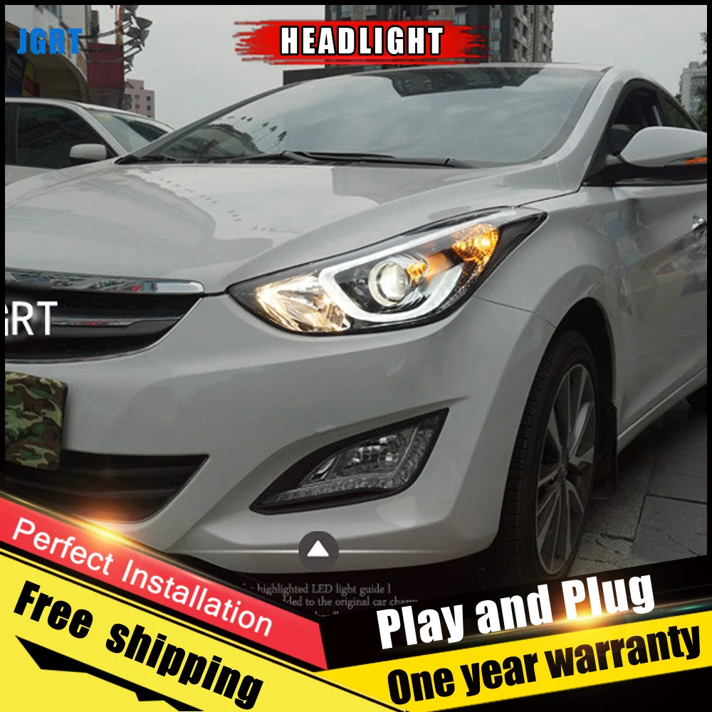 Автомобильный Стиль светодиодный фары для Hyundai Elantra 2012 2015 налобный фонарь DRL