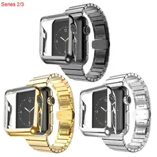 Защитный чехол+ браслет из нержавеющей стали для Apple Watch Series 3 2 ремешок для iWatch ремешок позолоченный чехол 42 мм 38 мм