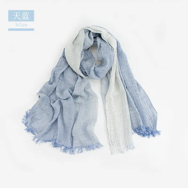 mens blanket scarf Unisex Men Women Ombre Shawl Spring Summer Cotton Blend Gradient Scarves Hijab Casual Male Scarves Crinkle Global Scarf YG367 mens linen scarf Scarves