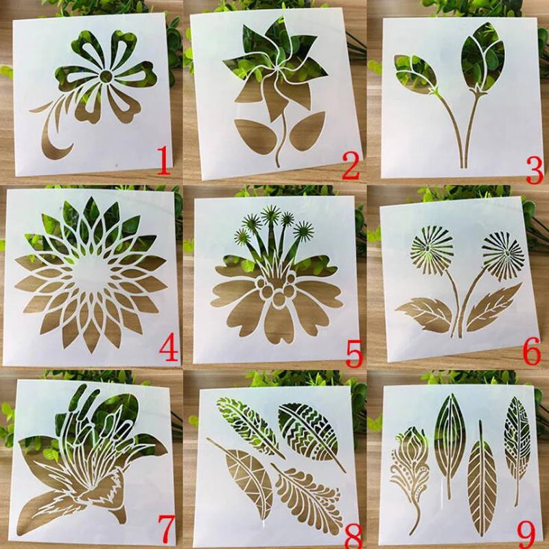 

Bullet Journal Templates Reusable Plastic Stencils Leaves Stencils For Diy Scrapbooking Stencil For Painting Decoration 9pc/set